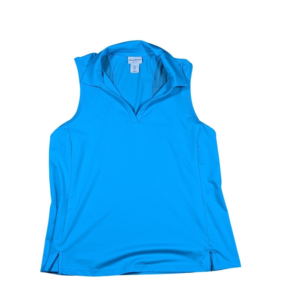 Tommy Bahama‎ Women's Large Blue 100% Cotton Sleeveless Collared Polo Golf Shirt